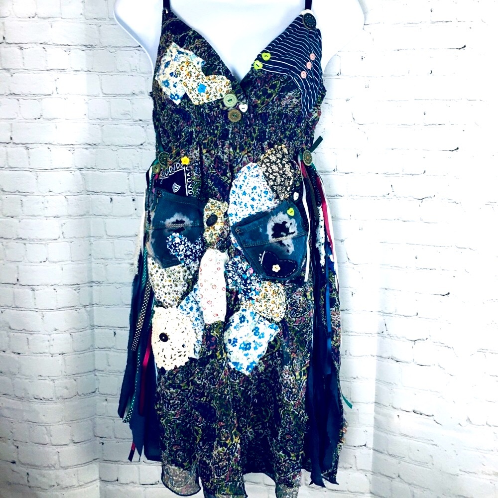 🍄 Patchwork “Baby Doll” Style Top 🌻